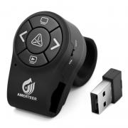 AMERTEER RF 2.4GHz Wireless Finger Ring Presenter Remote Presentation USB Control Powerpoint PPT Clicker with Laser Pointer